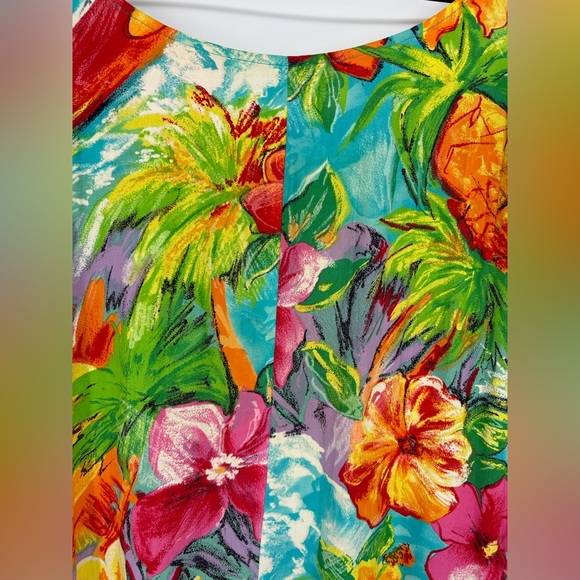 Vintage Jams World Hattie Dress Vibrant Bold Tropical Floral Mixed Print- Medium - Picture 5 of 9
